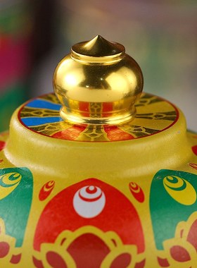 藏式彩绘合金家用电动转轮室内客厅插电式转筒桌面摆件六字五色选