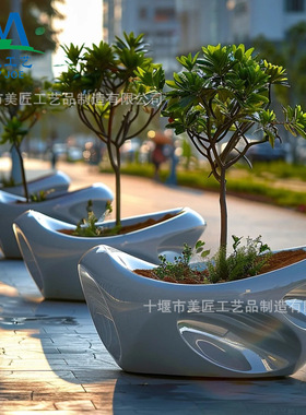 玻璃钢花盆座椅公园种植学校围树凳花坛休闲椅商场花池公园大树盆
