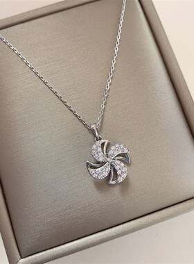 可旋转风车项链女2021年新款轻奢风小众设计感锁骨链夏季颈链配饰