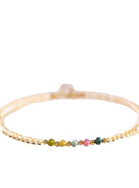 极细黄水晶手链女超细夏设计感小众碧玺礼物