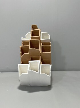景德简约创意白色方管巢形陶瓷花器样板间售楼处客厅艺术软装摆件