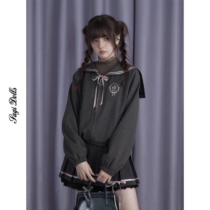 SagiDolls少女斗志 #樱海女高#学院风蝴蝶结水手领外套短裙显瘦厚,淘宝优惠券,粉丝福利购,淘宝优惠卷