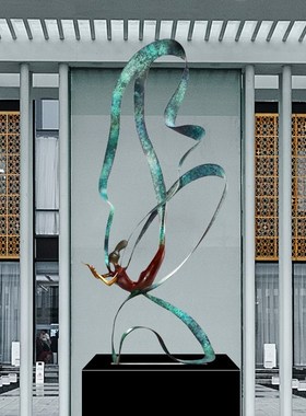 抽象艺术品雕塑制作铸铜飞天人物塑像玻璃钢别墅酒店摆件不锈钢