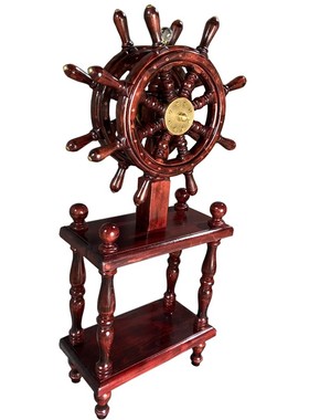 开业贺礼实木领航舵落地大摆件店铺酒店办公室客厅装饰大航海舵手