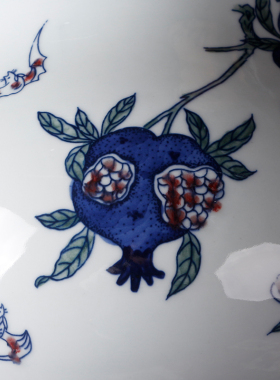 新中式 古典复古 陶瓷罐寿桃纹家居摆件玄关客厅博古架瓷罐景德镇