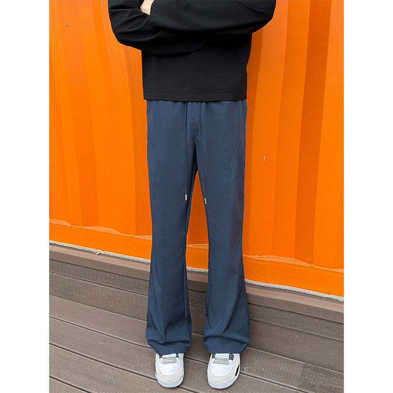 美式运动速干裤男款春季软壳防水冲锋裤子高级感斜切显腿长直筒裤