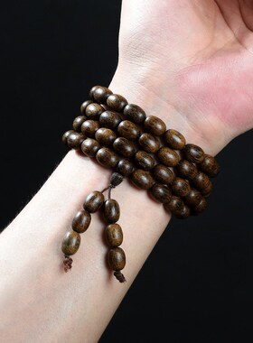 天然惠安沉香手串女款檀香木质佛珠念珠文玩手链叠戴多圈盘玩男士
