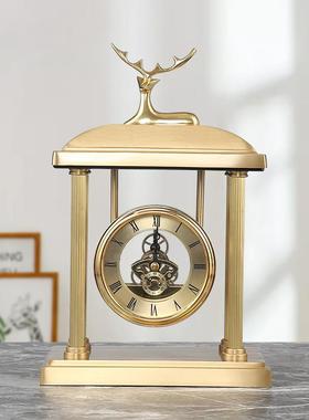 美式黄铜黄铜轻奢摆件家卧居客厅钟餐厅室酒座店前WS-RY026台软装