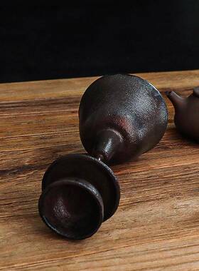 美手工复古铸铁老烛台油灯式铁旧物灯中式茶道艺NHW铁家居装饰摆