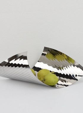 现代简约轻奢银色不锈钢果盘桌面摆件样板间家居客厅W茶几收纳装