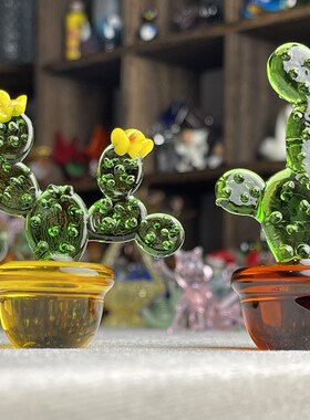 创意小清新多款玻璃仙人掌绿植室内摆件桌面迷你家居整体橱柜装饰