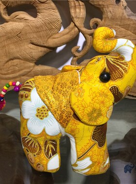 可爱大象布艺玩具泰国手工吉祥小象旅游礼品桌面装饰创意汽车摆件