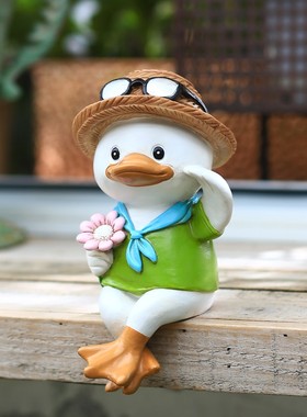 卡通可爱鸭子动物摆件花园庭院家居桌面布置幼儿园艺造景装饰礼品