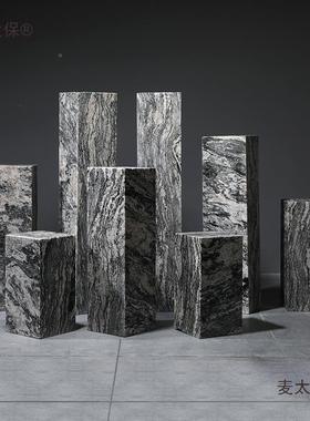 摆台保大理石展示台实心麦泰山装AL101987石玄柱关户外子太中式石