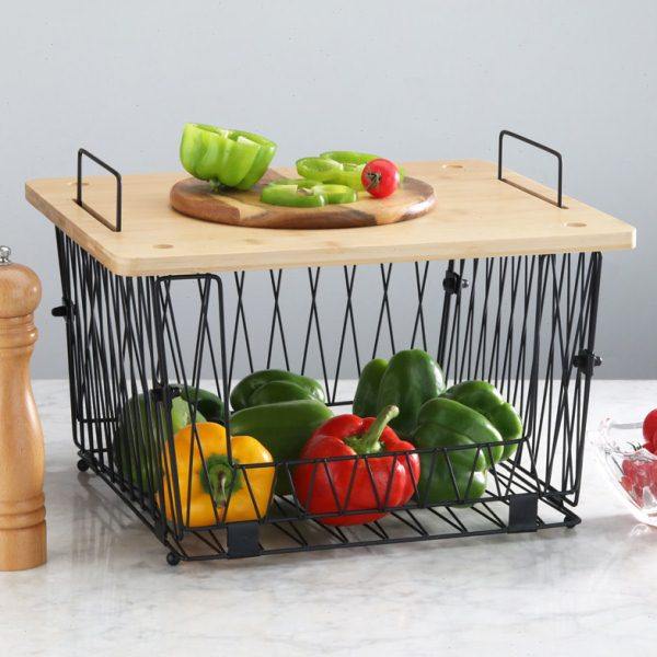 可折叠收纳篮正方形铁线筐户外野餐便携菜板收纳二合一带提手,淘宝优惠券,粉丝福利购,淘宝优惠卷