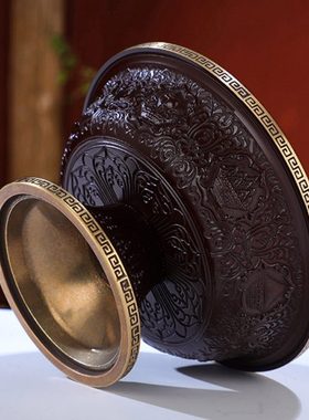 黄铜供护法杯精工雕花八吉祥供水杯藏式民族风用品摆件圣水杯