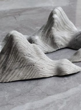 手工水泥制假山笔架家居书房苔藓微景观花盆鱼缸造景装饰摆件一组