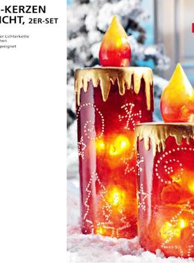 跨境欧仿式创意复古透明圣诞家装饰雪花真蜡烛夜灯树脂艺工ZJD500