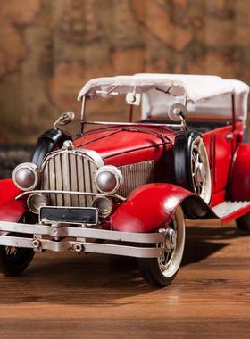 复怀旧老式铁艺古19382283伯年杜书森格老爷车汽车模型摆件橱窗柜