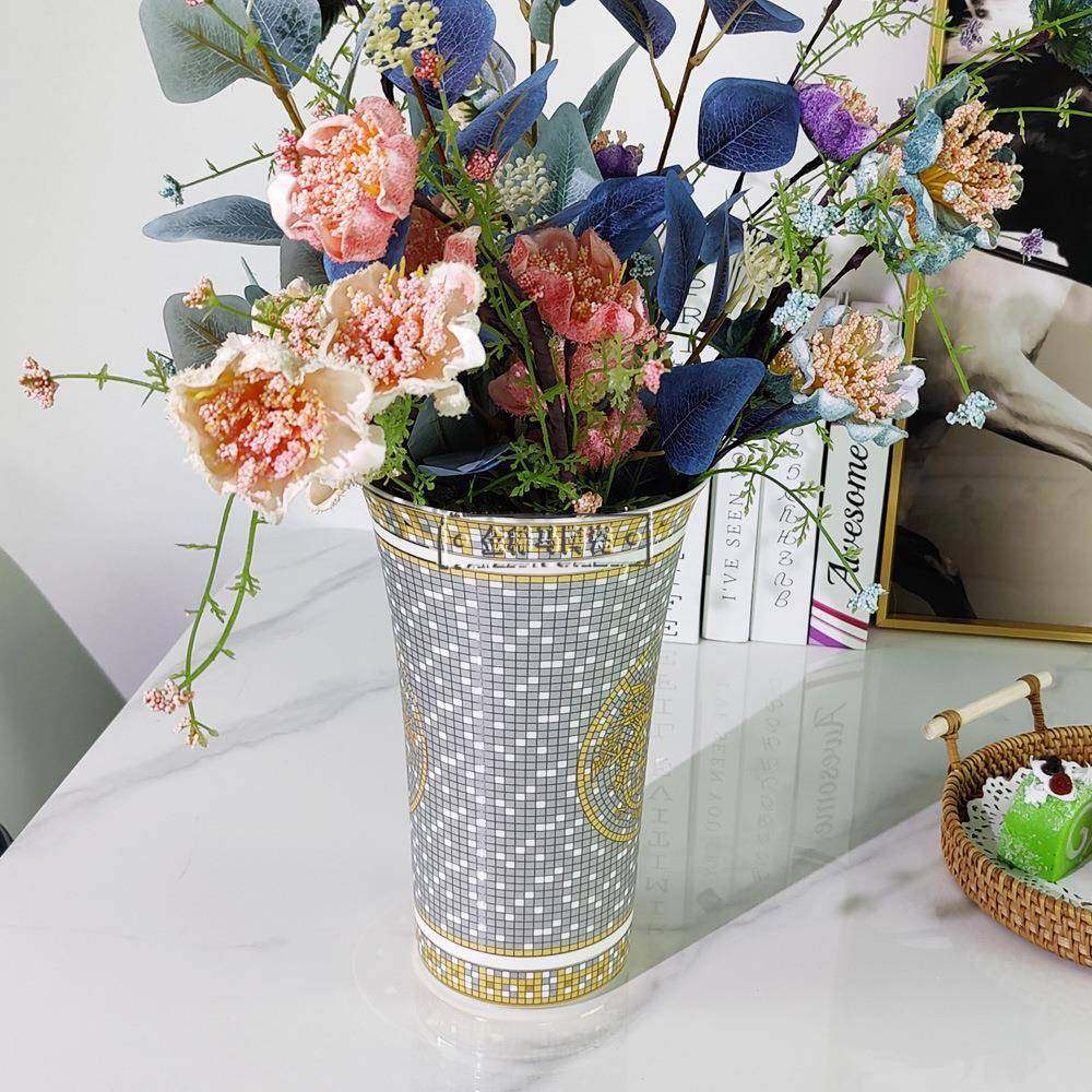 欧式新马赛克骨瓷花瓶客厅玄关摆件书房桌面别墅区样板房创意花盆,淘宝优惠券,粉丝福利购,淘宝优惠卷