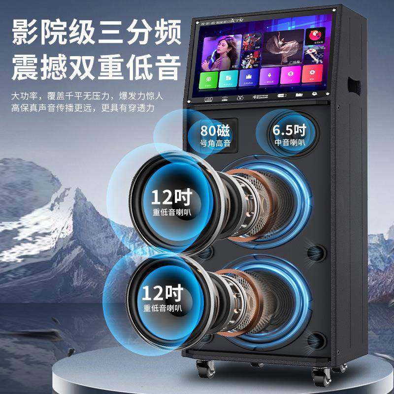 户外移动广场舞音响带显示屏家庭KTV音响卡拉OK一体机家用K歌音箱,淘宝优惠券,粉丝福利购,淘宝优惠卷