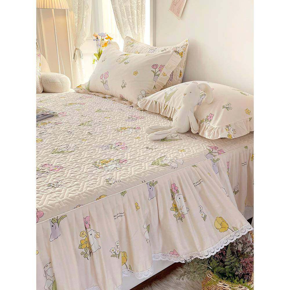 BK9K100全棉床笠带裙边二合一加厚夹棉纯棉床罩单件2023年新,淘宝优惠券,粉丝福利购,淘宝优惠卷