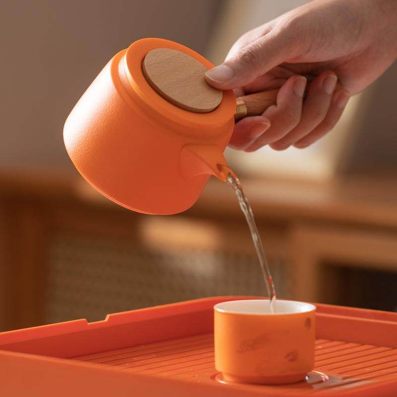 陶瓷旅行茶具玉兔快客杯侧把壶一壶四杯便携户外中秋节日送礼logo,淘宝优惠券,粉丝福利购,淘宝优惠卷