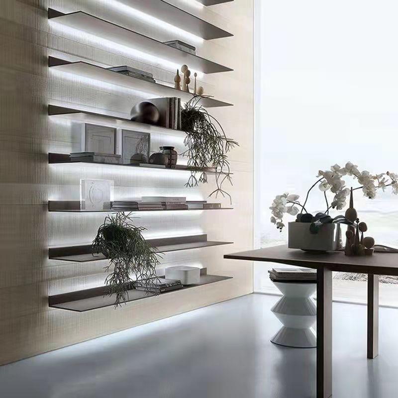 属一字GWD墙隔板室房间壁挂卧靠发光展架搁板墙上置物金架带灯层 - 图2