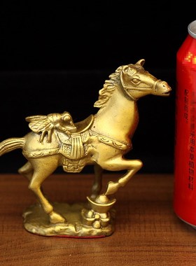 纯铜生肖马桌面小摆件苍蝇谐音常赢马上赢吉祥祝福书房客厅摆设品