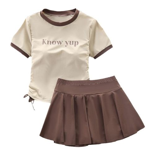 2024新款女童泳衣分体中大童裙式儿童泳装女孩平角游泳衣学生12岁 - 图2