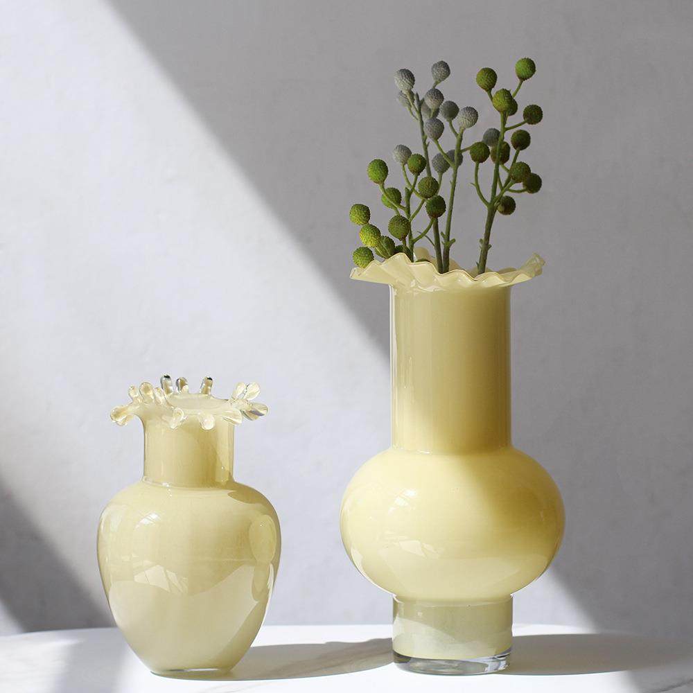 碧轩中古奶油复古玻璃花瓶摆件客厅餐桌水培插简约轻奢装饰品,淘宝优惠券,粉丝福利购,淘宝优惠卷