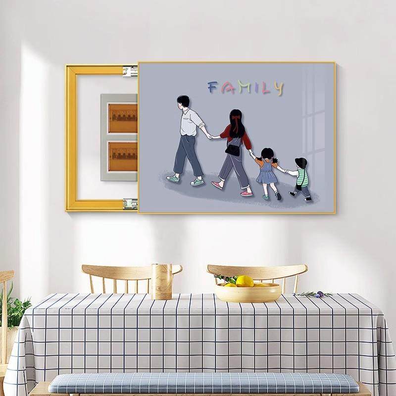 一家四口电开SQ519-1表装饰画箱免打孔配电箱卡挂画遮挡电闸关盒,淘宝优惠券,粉丝福利购,淘宝优惠卷