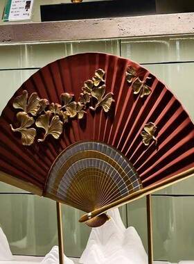 新中式禅意扇形摆件高级感软装客厅玄关茶室宋代美学扇子高档饰品
