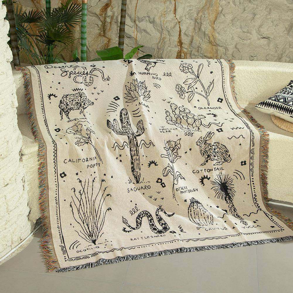 沙漠植物露营毯线毯沙发毯印第安毯子户外露营线毯,淘宝优惠券,粉丝福利购,淘宝优惠卷