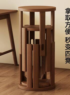 实木凳子家用可叠放简约现代叠叠乐备用凳子折叠圆凳椅子结实耐用
