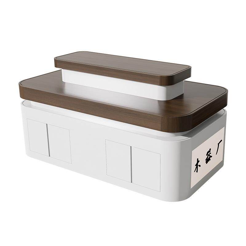 实木中岛柜促销台多功能货架商场梯形广告展示台置物架高端带灯光,淘宝优惠券,粉丝福利购,淘宝优惠卷