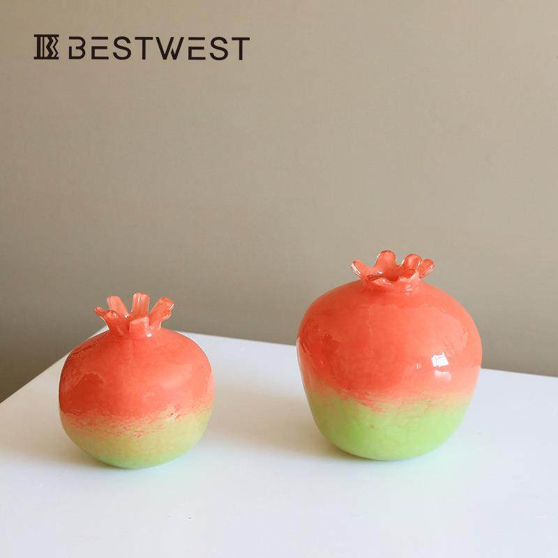 轻奢风石榴玻璃花瓶摆件高级感客厅桌面插花装饰花器餐桌鲜花器皿,淘宝优惠券,粉丝福利购,淘宝优惠卷