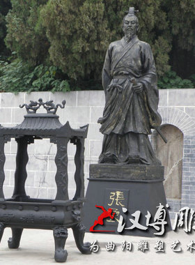 玻璃钢仿铜古代名人雕塑景观园林铸铜历史人物张良雕塑名人铜雕像