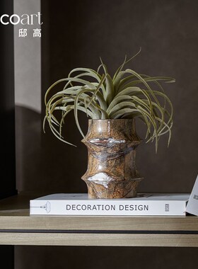 邸高 高级感轻奢别墅样板间家居饰品 酒店花瓶摆件插花大理石花器