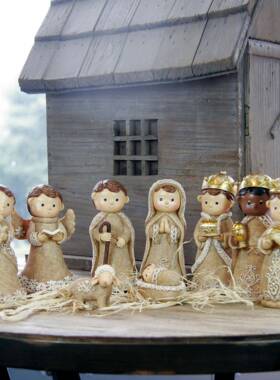 欧物式合诞节马槽人组摆件家SJJ居客厅橱窗轻奢装饰圣品聚会拍照