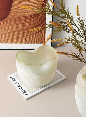 现代ins风创意渐变扁口色璃板花瓶样房客FB-E2502厅餐桌高级感家