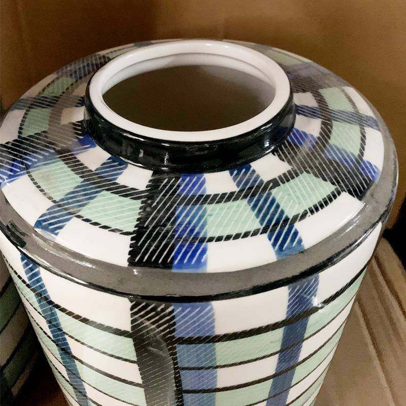 欧式陶瓷花瓶条纹家居摆件插花瓶花器客厅装饰储物罐,淘宝优惠券,粉丝福利购,淘宝优惠卷