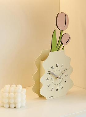 WO创Z钟OOM屋准奶油风简约花摆件入户玄关座瓶客厅TYOS599轻奢意