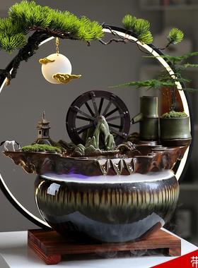 流水摆循古环水陶罐法养鱼造景客厅办室2024019公装饰品玄关招件