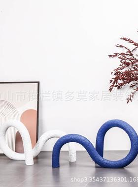 54634564现视代轻奢自由管型脂意摆件样板房创玄关树电柜软装家居