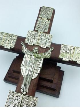 意大雕利风格木嵌锌合金字十四处苦路浮像站AKJ立实壁挂两用十架