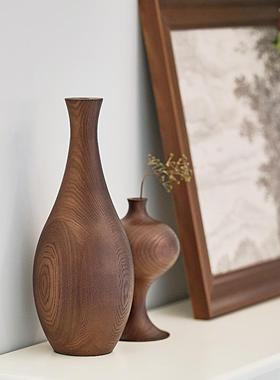 实木摆件送干花花柜瓶法式复客厅卧室边床头柜茶古室茶桌礼星菲花