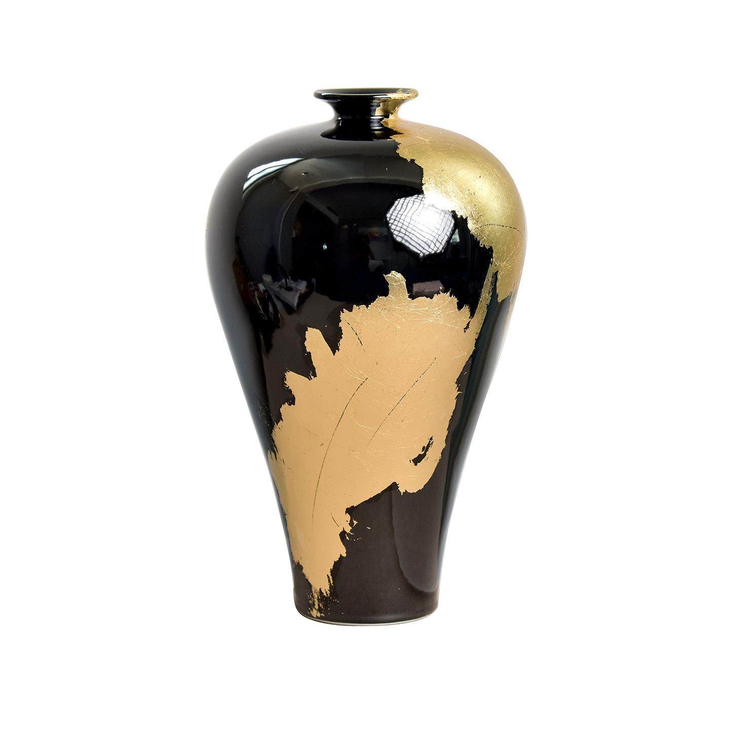 新中式样黑板房手工陶瓷摆件茶饰所室禅意装DCQ高档会茶台金花瓶,淘宝优惠券,粉丝福利购,淘宝优惠卷