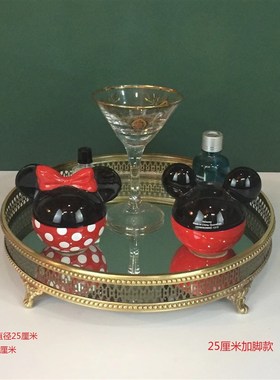 纯铜托盘配镜面客厅餐厅酒具餐具茶具盘香皂洗涤日用品收纳盘摆件