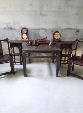 老物件木老家具太师椅摆古董八仙thsd$*&l榆桌条椅案老子民俗怀旧